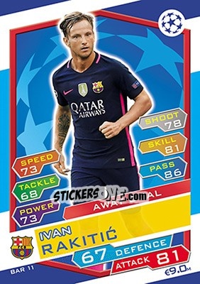 Sticker Ivan Rakitic - UEFA Champions League 2016-2017. Match Attax n. FCB11 - Topps