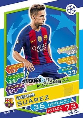 Sticker Denis Suárez - UEFA Champions League 2016-2017. Match Attax - Topps