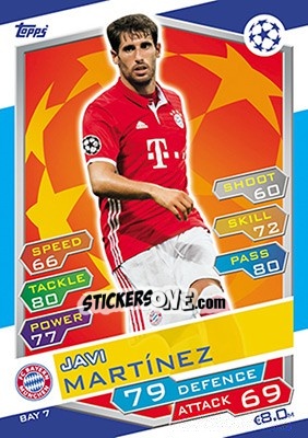 Cromo Javi Martínez - UEFA Champions League 2016-2017. Match Attax - Topps