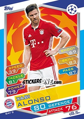 Sticker Xabi Alonso - UEFA Champions League 2016-2017. Match Attax n. BAY9 - Topps