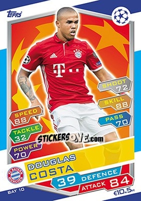Sticker Douglas Costa - UEFA Champions League 2016-2017. Match Attax n. BAY10 - Topps