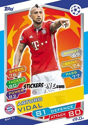 Sticker Arturo Vidal - UEFA Champions League 2016-2017. Match Attax n. BAY11 - Topps