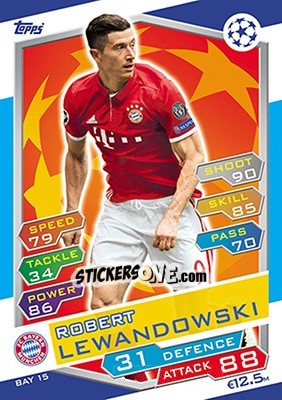 Sticker Robert Lewandowski - UEFA Champions League 2016-2017. Match Attax n. BAY15 - Topps