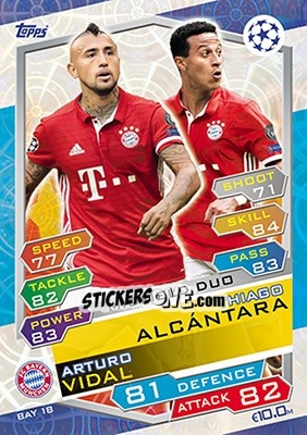 Sticker Arturo Vidal / Thiago Alcántara - UEFA Champions League 2016-2017. Match Attax n. BAY18 - Topps
