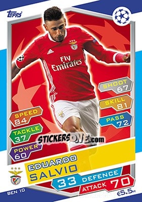 Figurina Eduardo Salvio - UEFA Champions League 2016-2017. Match Attax - Topps