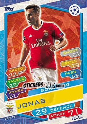 Figurina Jonas - UEFA Champions League 2016-2017. Match Attax - Topps