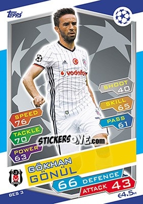 Sticker Gökhan Gönül - UEFA Champions League 2016-2017. Match Attax - Topps