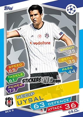 Sticker Necip Uysal - UEFA Champions League 2016-2017. Match Attax - Topps
