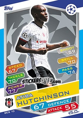 Sticker Atiba Hutchinson - UEFA Champions League 2016-2017. Match Attax - Topps