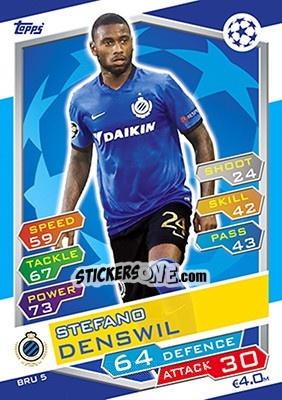 Sticker Stefano Denswil - UEFA Champions League 2016-2017. Match Attax - Topps