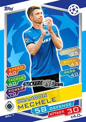 Sticker Brandon Mechele - UEFA Champions League 2016-2017. Match Attax n. BRU7 - Topps