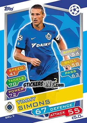 Sticker Timmy Simons - UEFA Champions League 2016-2017. Match Attax - Topps