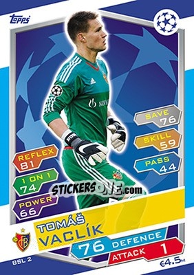 Sticker Tomáš Vaclik - UEFA Champions League 2016-2017. Match Attax - Topps