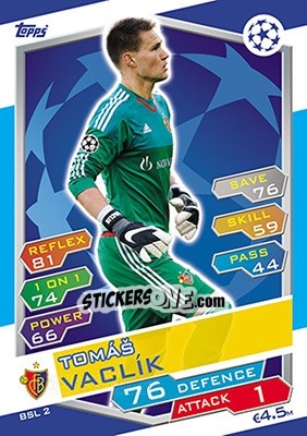 Figurina Tomáš Vaclik - UEFA Champions League 2016-2017. Match Attax - Topps