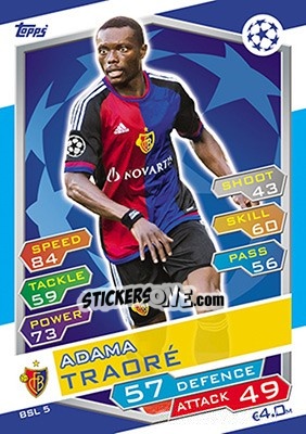 Sticker Adama Traoré - UEFA Champions League 2016-2017. Match Attax - Topps