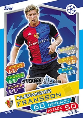 Figurina Alexander Fransson - UEFA Champions League 2016-2017. Match Attax - Topps