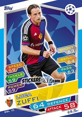 Figurina Luca Zuffi - UEFA Champions League 2016-2017. Match Attax - Topps