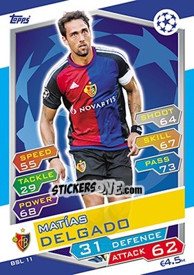 Figurina Matías Delgado - UEFA Champions League 2016-2017. Match Attax - Topps