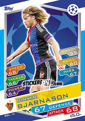 Sticker Birkir Bjarnason - UEFA Champions League 2016-2017. Match Attax n. BSL14 - Topps