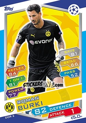 Sticker Roman Bürki - UEFA Champions League 2016-2017. Match Attax n. DOR2 - Topps