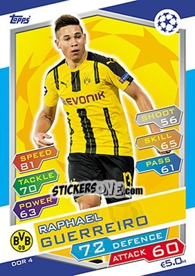 Sticker Raphaël Guerreiro - UEFA Champions League 2016-2017. Match Attax n. DOR4 - Topps