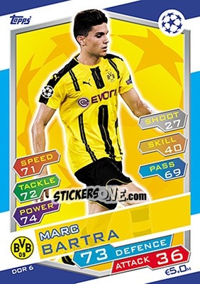 Sticker Marc Bartra - UEFA Champions League 2016-2017. Match Attax n. DOR6 - Topps