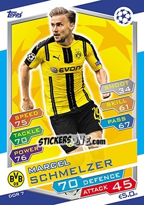 Figurina Marcel Schmelzer - UEFA Champions League 2016-2017. Match Attax - Topps