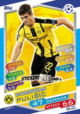 Sticker Christian Pulišic - UEFA Champions League 2016-2017. Match Attax n. DOR9 - Topps