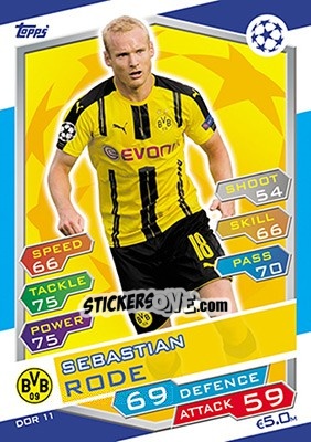 Sticker Sebastian Rode - UEFA Champions League 2016-2017. Match Attax n. DOR11 - Topps