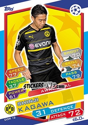 Sticker Shinji Kagawa - UEFA Champions League 2016-2017. Match Attax - Topps