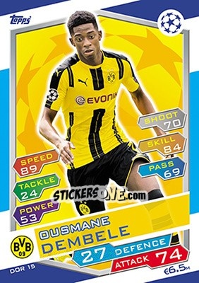 Sticker Ousmane Dembele - UEFA Champions League 2016-2017. Match Attax n. DOR15 - Topps