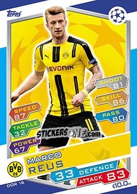 Sticker Marco Reus - UEFA Champions League 2016-2017. Match Attax n. DOR16 - Topps