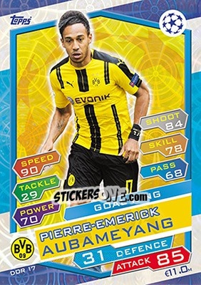 Sticker Pierre-Emerick Aubameyang - UEFA Champions League 2016-2017. Match Attax n. DOR17 - Topps