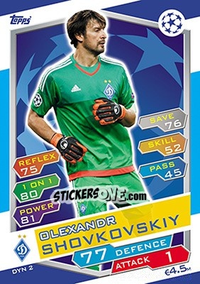 Sticker Oleksandr Shovkovskiy - UEFA Champions League 2016-2017. Match Attax - Topps