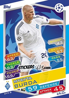 Figurina Mykyta Burda - UEFA Champions League 2016-2017. Match Attax - Topps