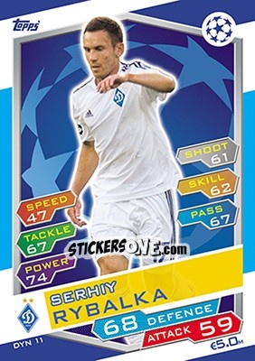 Figurina Serhiy Rybalka - UEFA Champions League 2016-2017. Match Attax - Topps