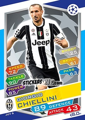 Sticker Giorgio Chiellini - UEFA Champions League 2016-2017. Match Attax - Topps