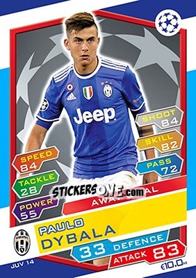 Sticker Paulo Dybala - UEFA Champions League 2016-2017. Match Attax n. JUV14 - Topps