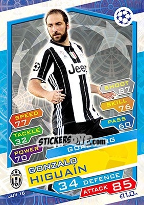 Figurina Gonzalo Higuaín - UEFA Champions League 2016-2017. Match Attax - Topps