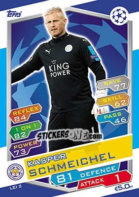 Sticker Kasper Schmeichel - UEFA Champions League 2016-2017. Match Attax n. LEI2 - Topps