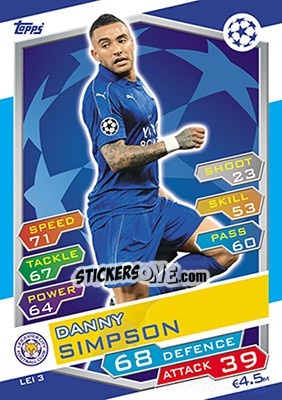 Sticker Danny Simpson - UEFA Champions League 2016-2017. Match Attax - Topps