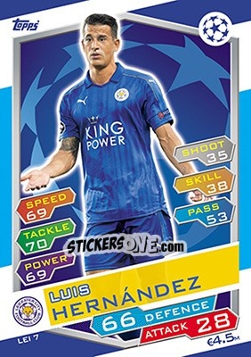 Figurina Luis Hernández - UEFA Champions League 2016-2017. Match Attax - Topps