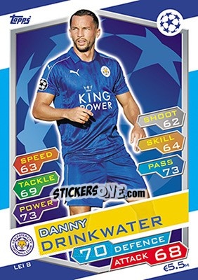 Cromo Danny Drinkwater - UEFA Champions League 2016-2017. Match Attax - Topps