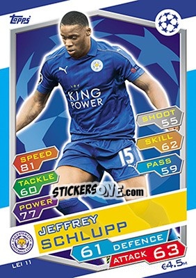 Sticker Jeffrey Schlupp - UEFA Champions League 2016-2017. Match Attax - Topps