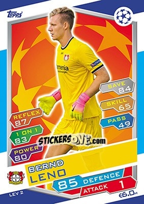 Sticker Bernd Leno - UEFA Champions League 2016-2017. Match Attax - Topps