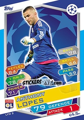 Figurina Anthony Lopes - UEFA Champions League 2016-2017. Match Attax - Topps