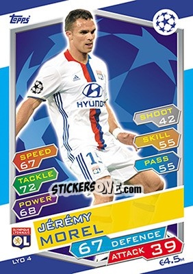 Sticker Jérémy Morel - UEFA Champions League 2016-2017. Match Attax - Topps