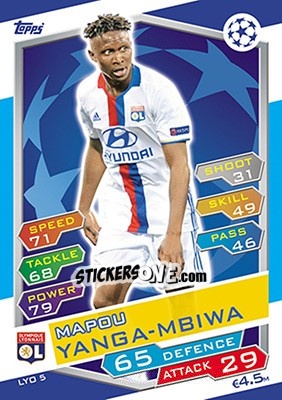 Sticker Mapou Yanga-Mbiwa - UEFA Champions League 2016-2017. Match Attax - Topps