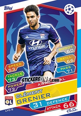 Cromo Clément Grenier - UEFA Champions League 2016-2017. Match Attax - Topps