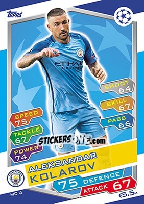 Sticker Aleksandar Kolarov - UEFA Champions League 2016-2017. Match Attax n. MC4 - Topps